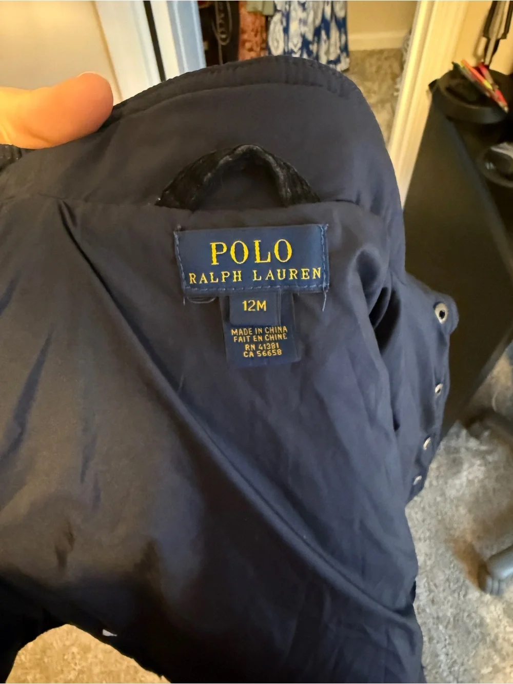 Polo by Ralph Lauren Quilted Navy Puffer Jacket with Red Logo